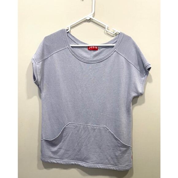 JOSIE Natori Short Sleeve Sleep Loungewear Casual Top Pale Gray Blue - Picture 9 of 9